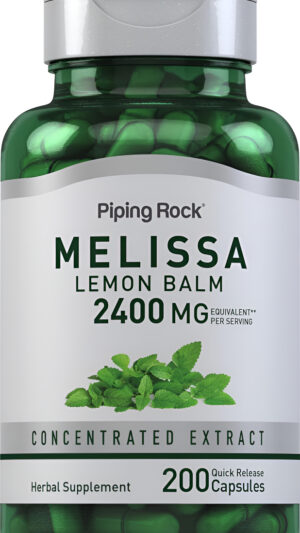 Cápsulas De Bálsamo De Limón De 2400 Mg | 200 Unidades | Extracto De Bálsamo De Limón | Suplemento De Hierbas Melissa | Sin Gluten, Sin Omg | Por Pip