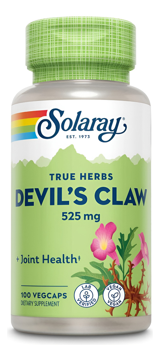 Raíz De Garra Del Diablo De Solaray 525 Mg | Sin Ogm, Vegano Y Verificado En Laboratorio | 100 Cápsulas