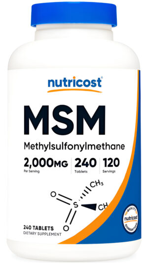 Nutricost Msm Tablets (metilsulfonilmetano) 2000 Mg Por Porción, 120 Porciones, 240 Comprimidos - Sin Omg Y Sin Gluten