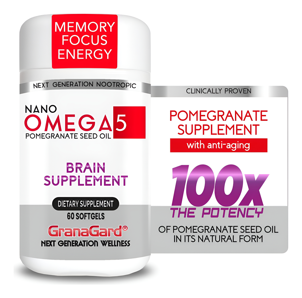 Omega 5 Nano Technology - Suplemento De Salud Cerebral Para Enfoque Y Refuerzo Cerebral, Antioxidante, 60 Suplementos D