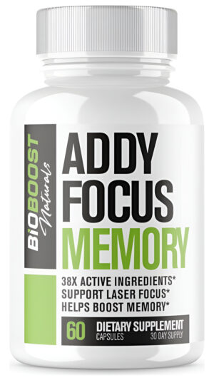 Addy Focus Memory Suplemento Cerebral Natural Nootrópico, 60 Cápsulas