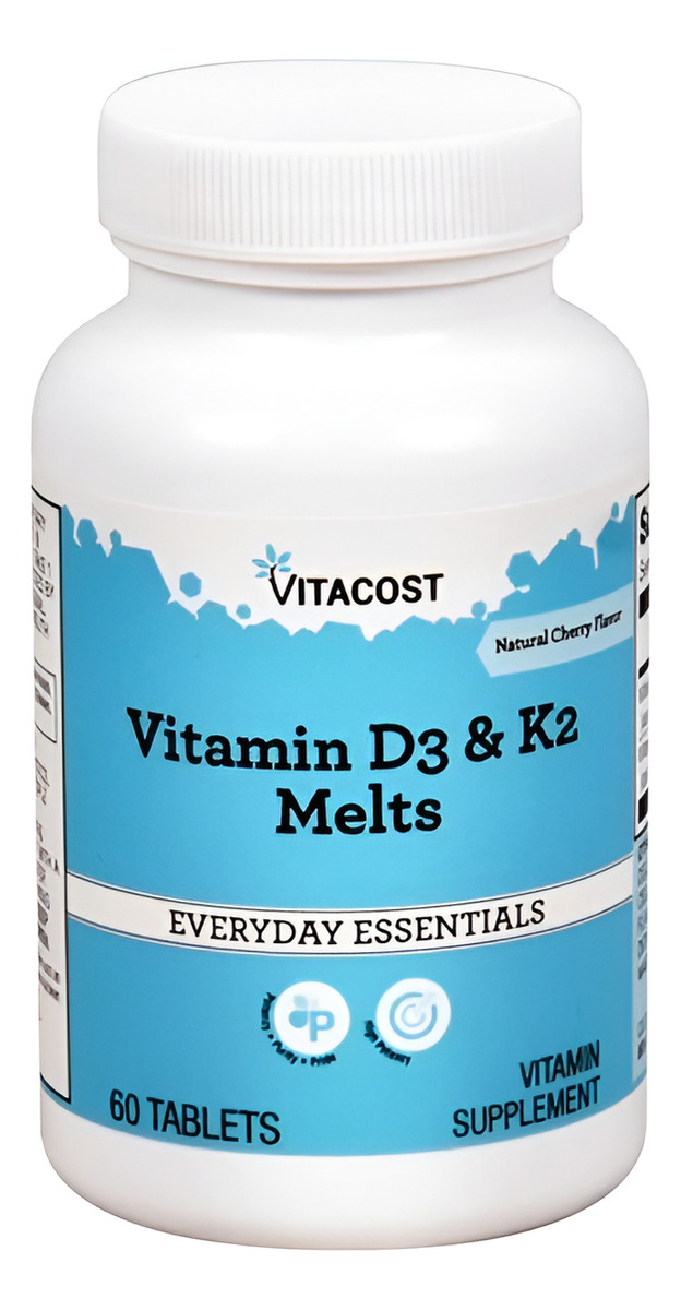 Vitamina D3 Y K2 Melts Con Sabor A Cereza 60 Tabs 90mcg