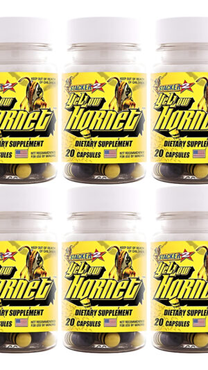 Stacker 2 Suplemento Dietético A Base De Hierbas Yellow Hornet, 20 Tabletas, Paquete De 6