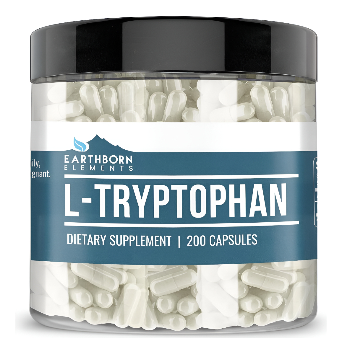 Earthborn Elements L-triptófano 200 Cápsulas, Puro Y Sin Diluir, Sin Aditivos