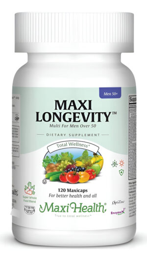 Maxi Health Longevity - Suplemento Multivitamínico Y Mineral Para Hombres Mayores De 50 120 Cápsulas