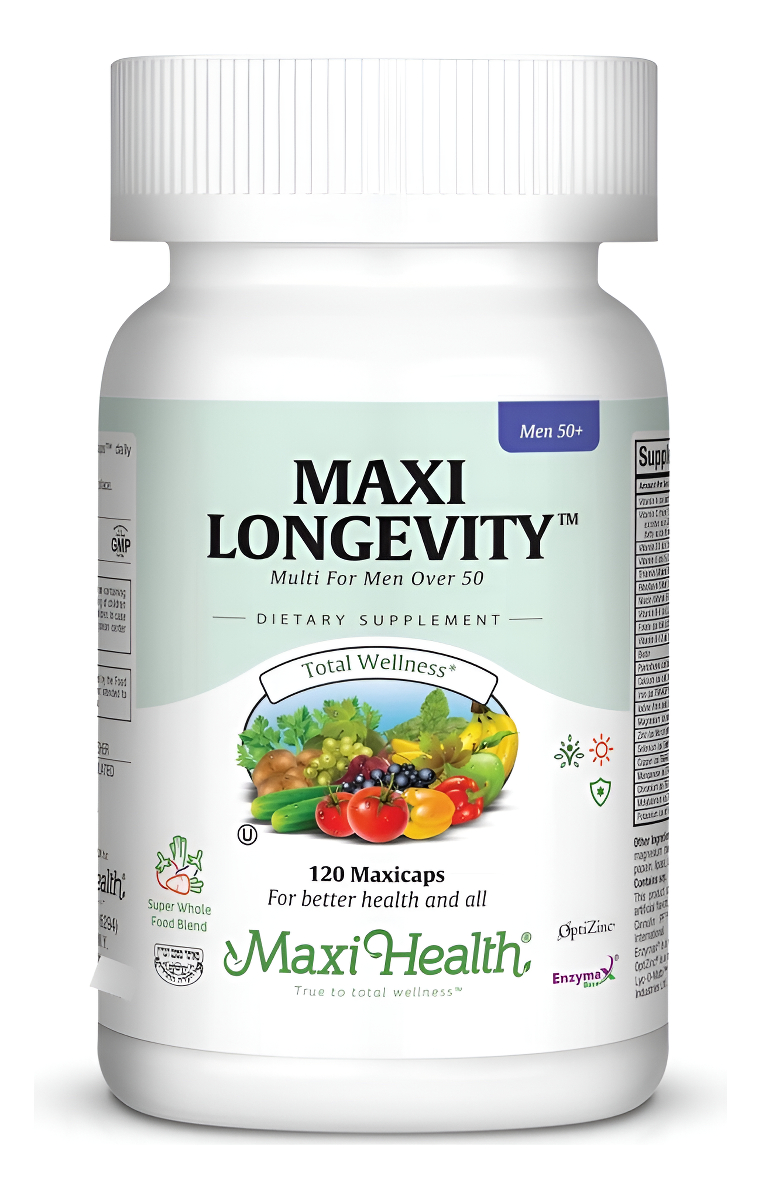 Maxi Health Longevity - Suplemento Multivitamínico Y Mineral Para Hombres Mayores De 50 120 Cápsulas