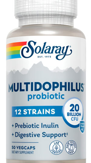 Solaray Multidophilus - Probiótico De 12 Cepas 20 Mil Millones De Ufc, Probióticos Para La Salud Digestiva