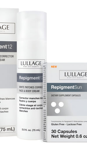 Paquete Corrector De Parches Blancos Con Repigmento De Lullage 12 Con Repigma12 (2.5 Fl Oz) + Cápsulas Solares Repigme