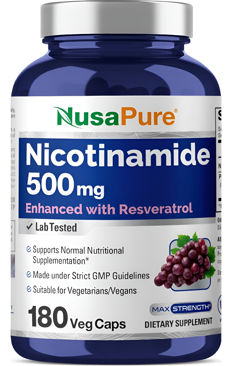 Nusapure Nicotinamida Con Resveratrol 500 Mg 180 Cápsulas