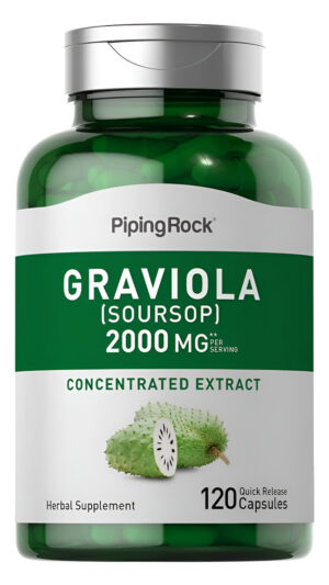 Piping Rock Graviola Cápsulas | 2000 Mg | 120 Unidades | Suplemento De Hoja De Guanábana | Extracto Concentrado De Frut