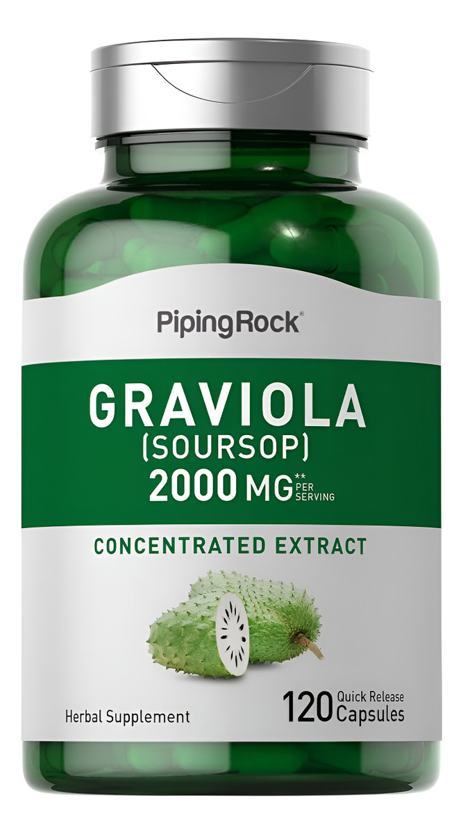 Piping Rock Graviola Cápsulas | 2000 Mg | 120 Unidades | Suplemento De Hoja De Guanábana | Extracto Concentrado De Frut
