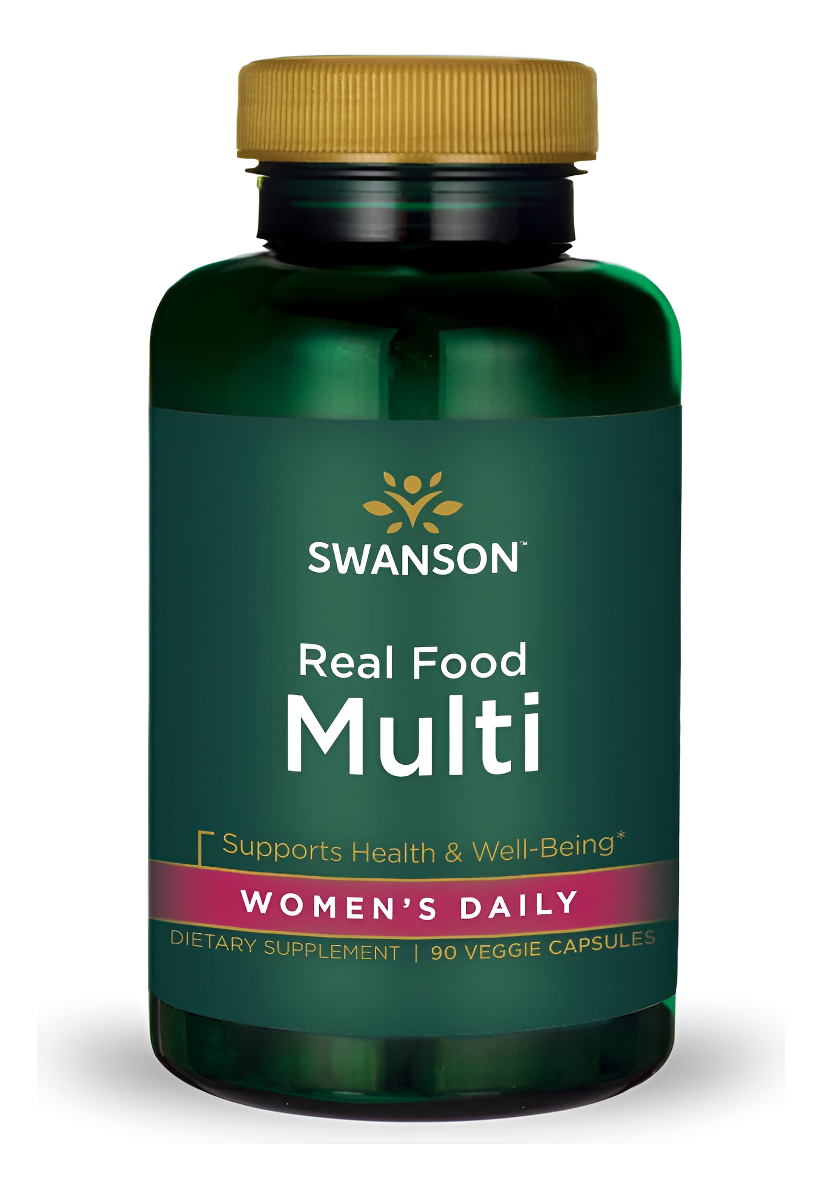 Swanson Real Food Multi Multivitamínico Multimineral Suplemento Vegano Sin Gluten Sin Omg 90 Cápsulas Veganas