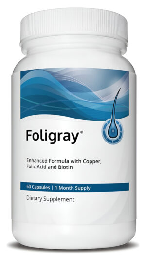Foligray Suplemento Capilar Con Vitaminas Para El Cabello, Catalasa, Cobre Y Biotina, 60 Cápsulas