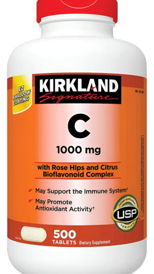 Kirkland Signature Vitamina C 1000 Mg, Con Escaramujos 500 Tabletas, Cada Uno (paquete De 2)
