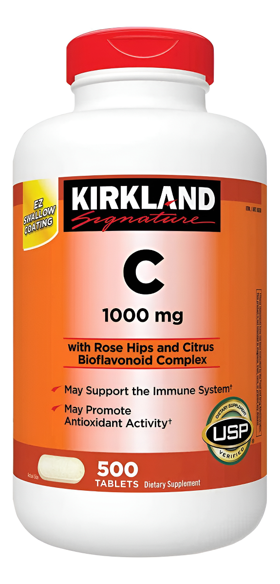 Kirkland Signature Vitamina C 1000 Mg, Con Escaramujos 500 Tabletas, Cada Uno (paquete De 2)