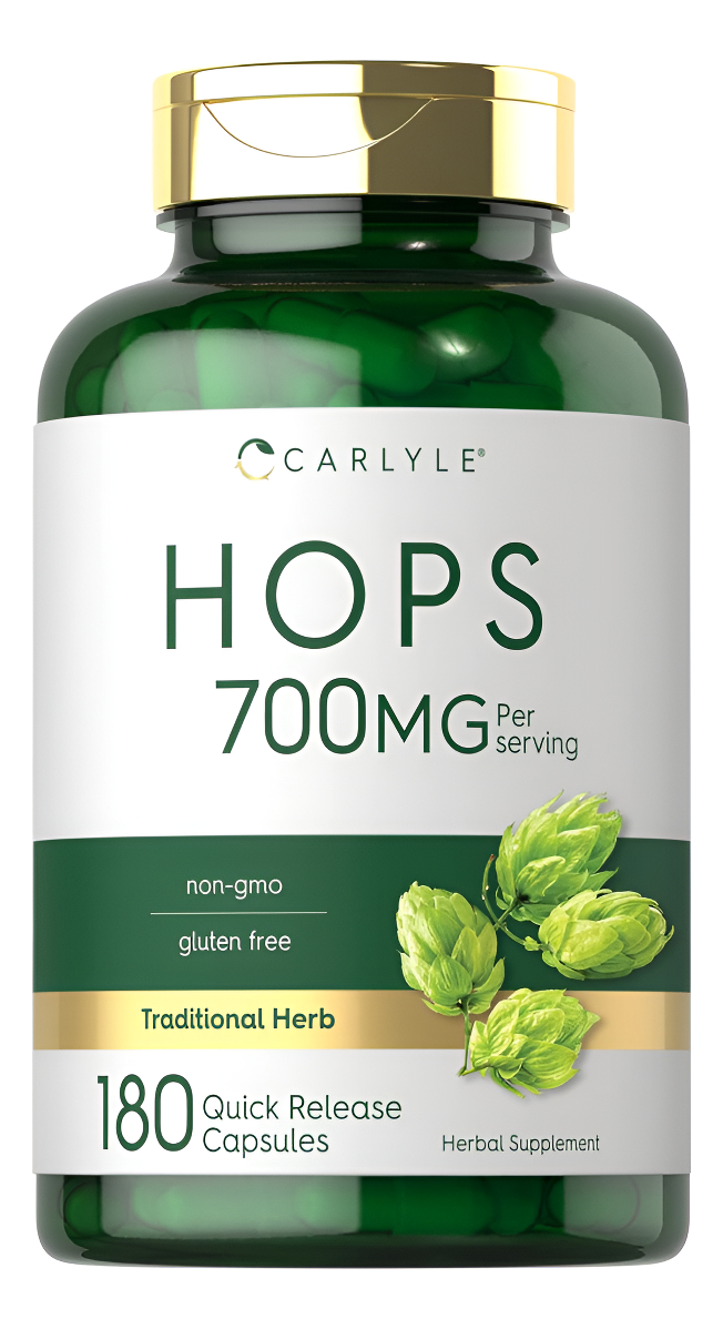Suplemento De Lúpulo De 700 Mg | 180 Cápsulas | Sin Omg Y Sin Gluten | Hierba Tradicional | Por Carlyle