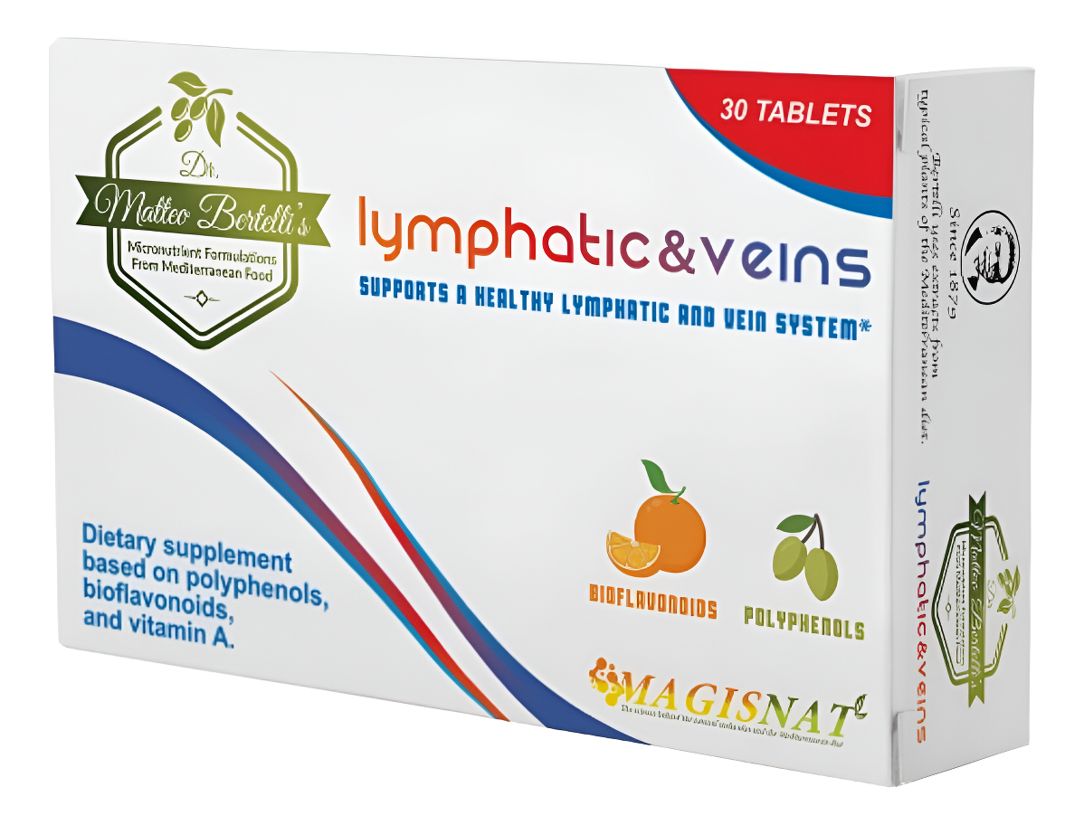 Dr. Matteo Bertelli's Lymphatic&veins 30 Tabletas, Suplemento Dietético Con Hidroxitirosol, Vitamina A, Hesperidina, Ex