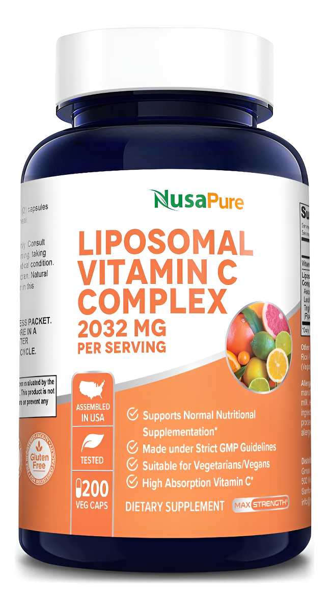 Nusapure Vitamina C Liposomal 2032mg Con Bioperina 200 Cápsulas Veganas