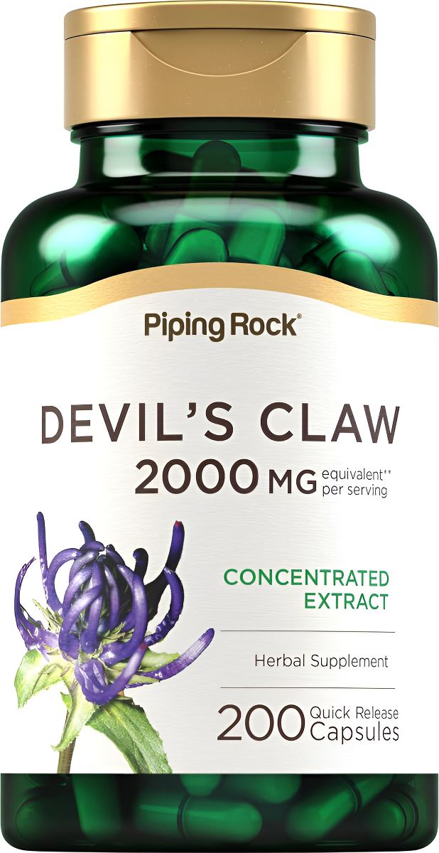 Piping Rock Devils Claw 2000mg | 200 Cápsulas | Suplemento De Hierbas | Extracto Concentrado | Sin Omg, Sin Gluten