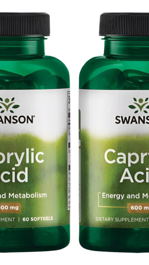 Swanson Ultra Ácido Caprílico 600 Mg 60 Cápsulas Blandas, Paquete De 2