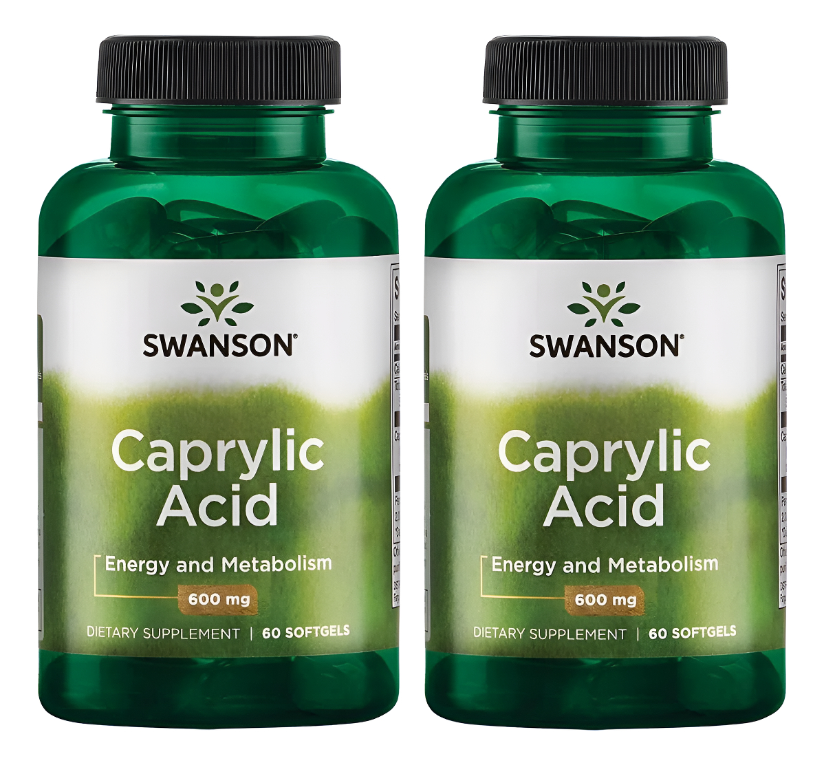 Swanson Ultra Ácido Caprílico 600 Mg 60 Cápsulas Blandas, Paquete De 2