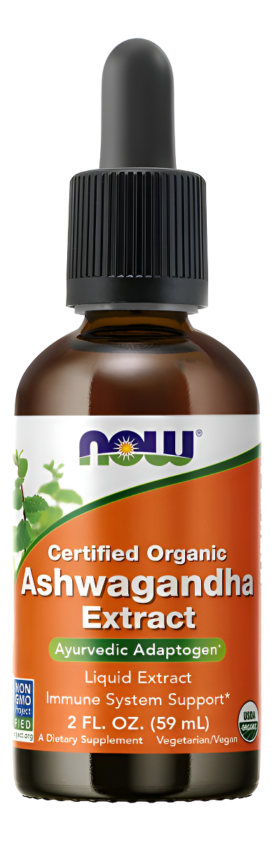 Now Suplementos, Extracto Líquido De Ashwagandha, Orgánico, Apoyo Al Sistema Inmunológico, 2 Onzas Líquidas