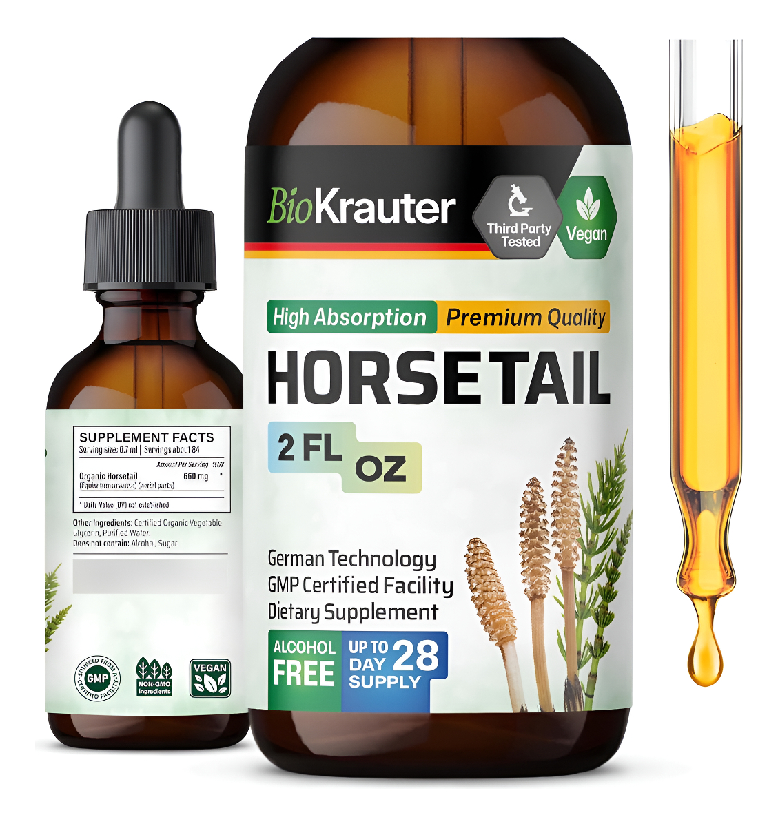 Tintura De Cola De Caballo, Hierba Orgánica De Cola De Caballo Para El Crecimiento Del Cabello, Ingredientes Puros, Sup