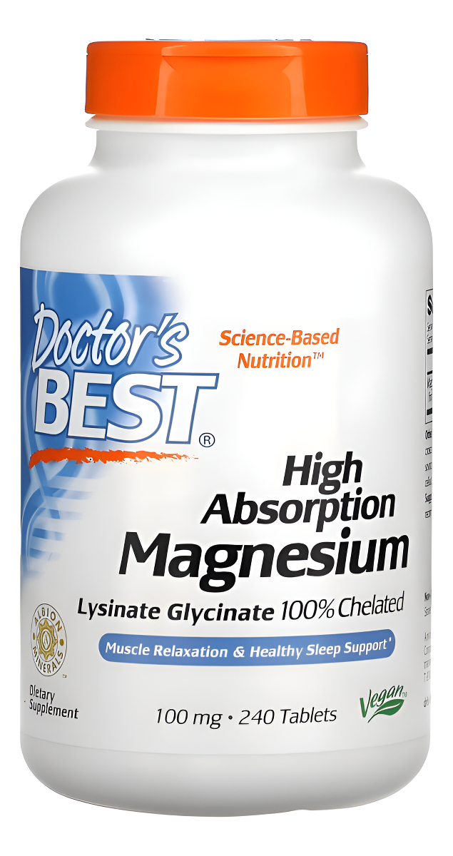 Doctors Best Disinato De Glicina De Magnesio De Alta Absorción 240 Tabletas