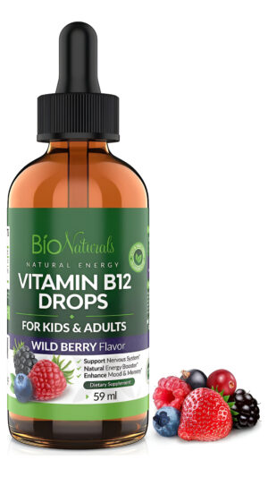 Bio Naturals Gotas Líquidas De Vitamina B12 Para Adultos Y Niños, Metilcobalamina Sublingual 100% Natural