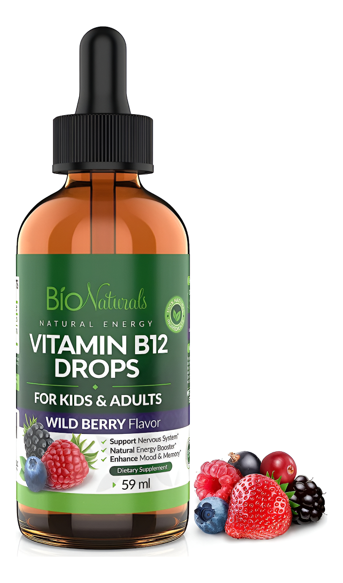 Bio Naturals Gotas Líquidas De Vitamina B12 Para Adultos Y Niños, Metilcobalamina Sublingual 100% Natural