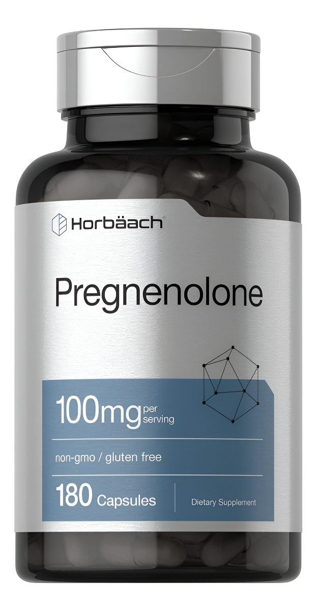 Pregnenolone 100mg | 180 Cápsulas | Suplemento De Apoyo Hormonal | Sin Omg Y Sin Gluten | Por Horbaach