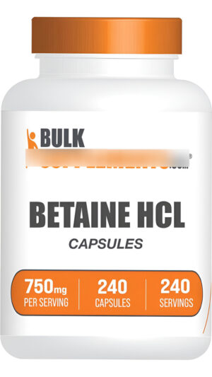 Bulksupplements Betaína Hcl 240 Cápsulas, Suplemento De Clorhidrato De Betaína, Betaína 750mg, Sin Gluten