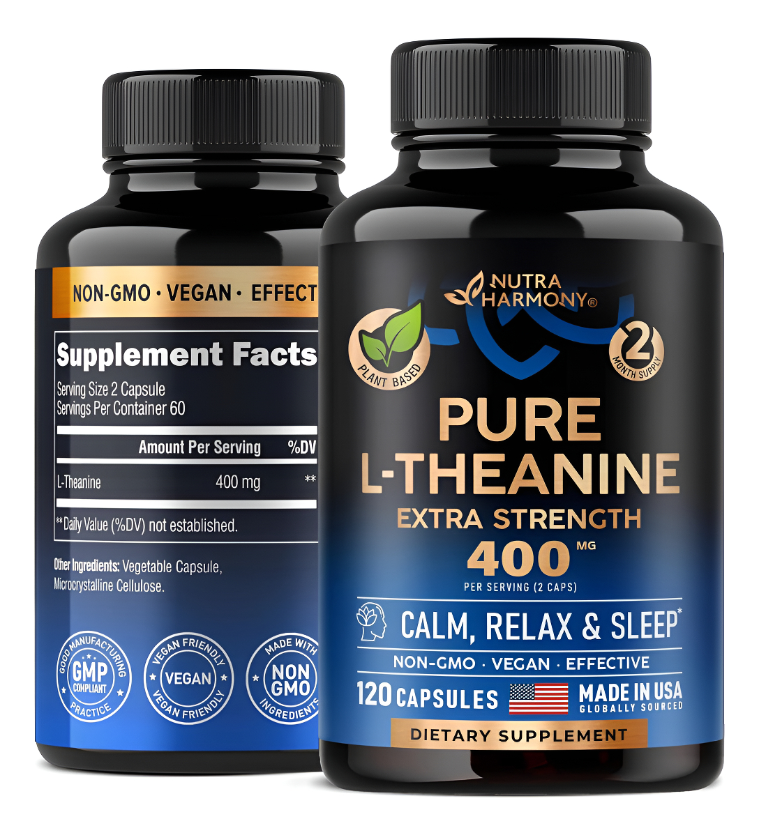 L Theanine 400 Mg | Alivio Del Estrés De L-teanina | Suplemento Extra Fuerte | Fabricado En Estados Unidos