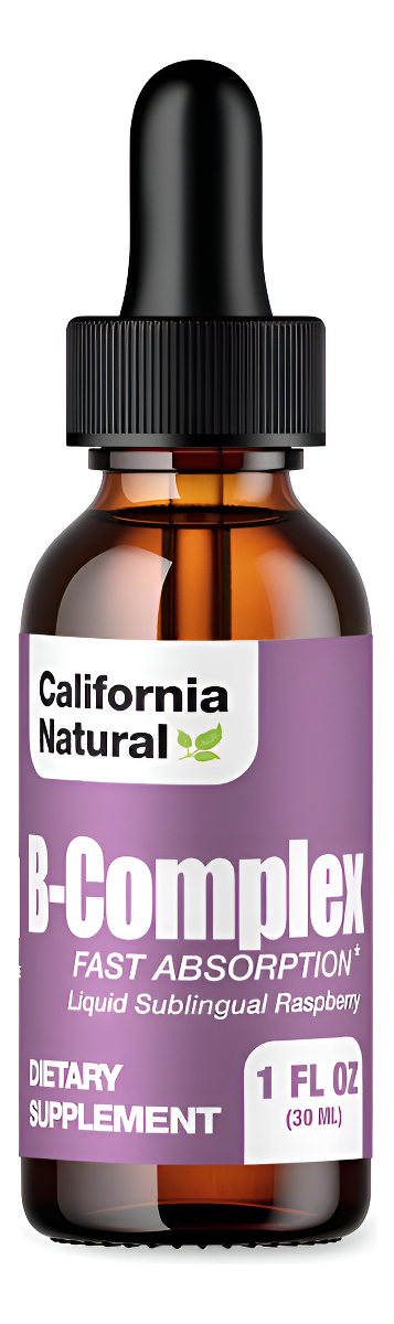 California Natural Complejo B Líquido Sublingual Vitamina B12, B1, B2, B3, B6 - 1 Oz