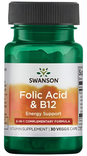 Ácido Fólico Y B12 1.000 Mcg 30 Caps De Swanson