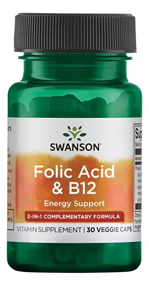 Ácido Fólico Y B12 1.000 Mcg 30 Caps De Swanson