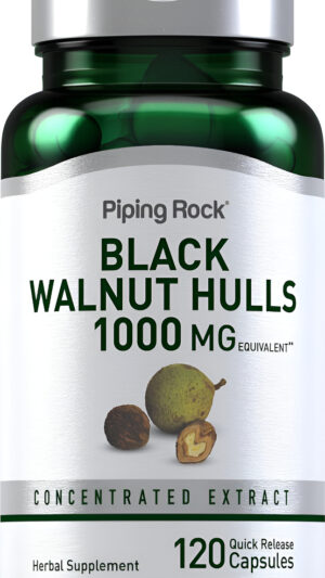 Piping Rock 120 Cápsulas De Cáscara De Nogal Negro De 1000 Mg | Extracto De Hierbas Concentrado | Suplemento Sin Omg