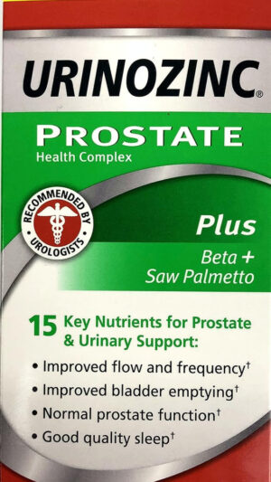 Urinozinc Prostate Plus, Saw Palmetto & Beta Sitosterol Suplemento Para Hombres, Reduce La Micción Frecuente (suministr