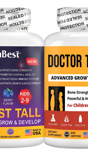 Nubest Pack De Doctor Taller, Suplemento De Crecimiento Para Niños De 8+ Años Y Nubest Tall, Para Niños De 2-9 Años