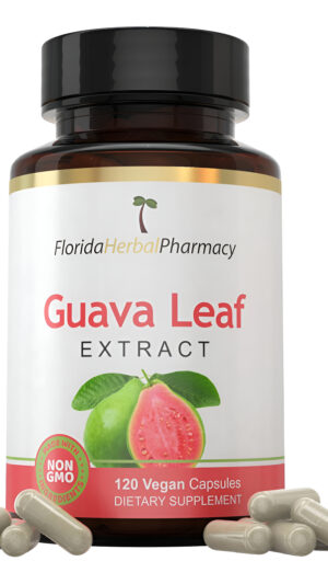 Florida Herbal Pharmacy, Cápsulas De Extracto De Hoja De Guayaba 10:1 (120 Cápsulas) 500 Mg Por Cápsula, Porción De 100