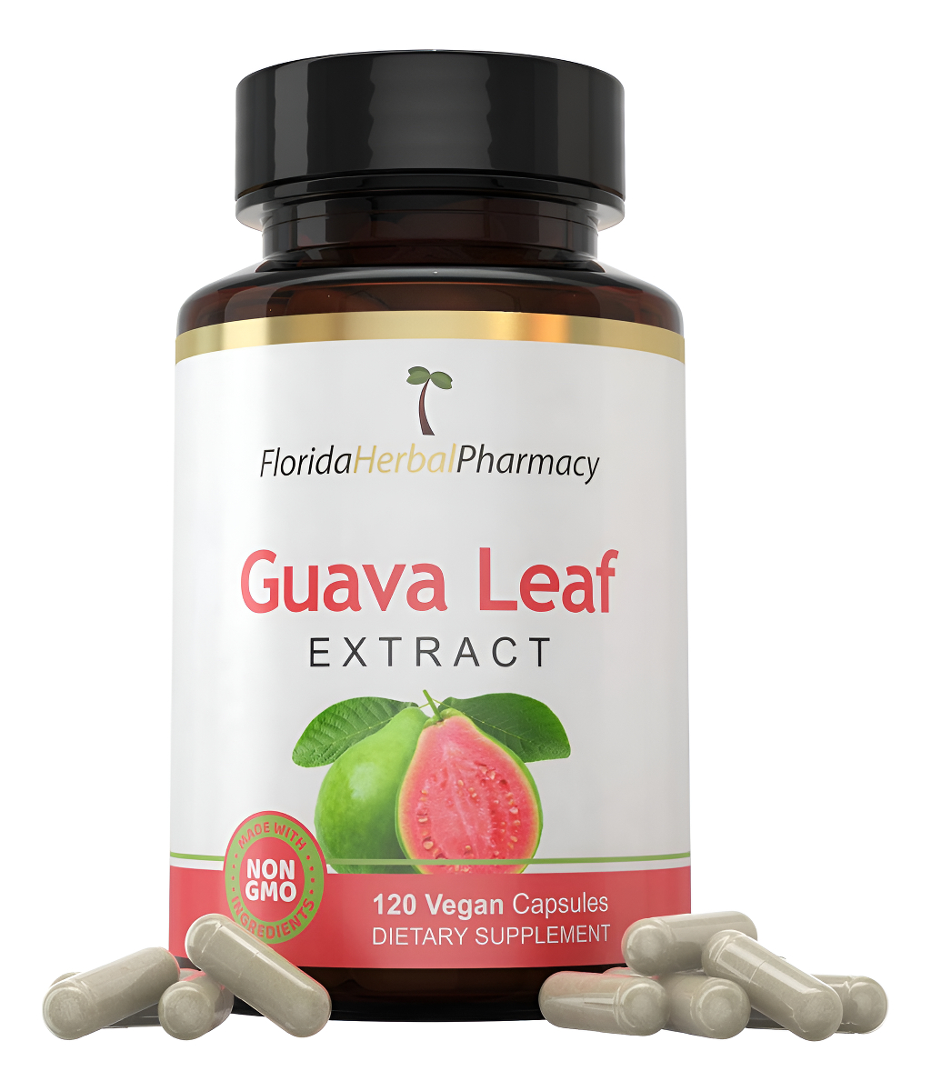 Florida Herbal Pharmacy, Cápsulas De Extracto De Hoja De Guayaba 10:1 (120 Cápsulas) 500 Mg Por Cápsula, Porción De 100