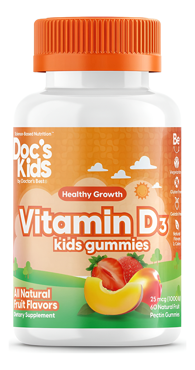 Doctor's Best Doc's Kids 60 Gomitas De Vitamina D3 Para Niños, 1000iu, Apoya Huesos Y Dientes Saludables