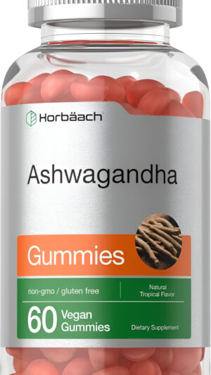 Horbaach 60 Gomitas De Ashwagandha Para Mujeres Y Hombres | Veganas, Sin Omg, Suplemento Sin Gluten |