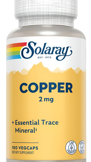 Solaray Cobre 2 Mg | Formación Saludable De Glóbulos Rojos, Apoyo De La Función Inmunológica Y Nerviosa | Sin Omg | 100 Unidades