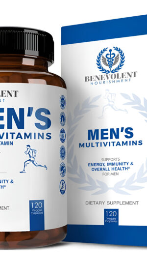 Benevolent Nourishment Multivitamínico Para Hombres, Apoya La Energía Y La Salud General 120 Cápsulas Veganas