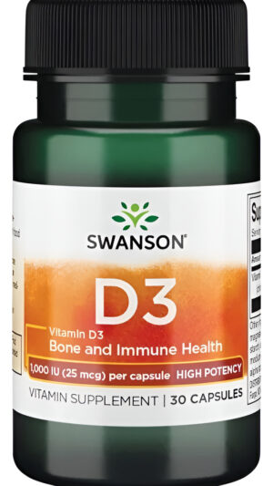 Vitamina D3  Alta Potencia 1000 Iu 25 Mcg 30 Capsulas
