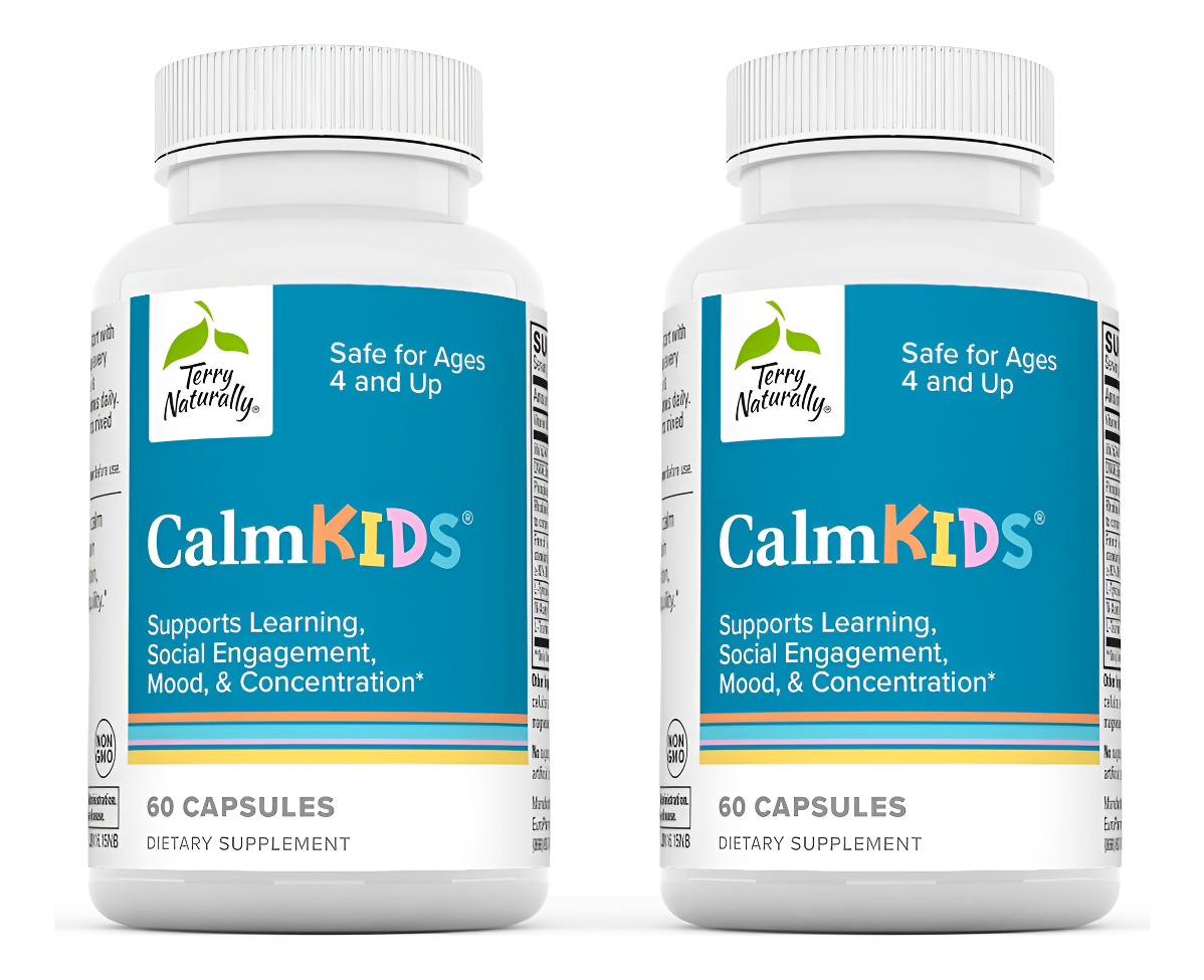 Terry Naturally Calm Kids - 60 Cápsulas, Paquete De 2 - Apoya El Enfoque Mental, Una Mente Tranquila Y Bienestar Emocio