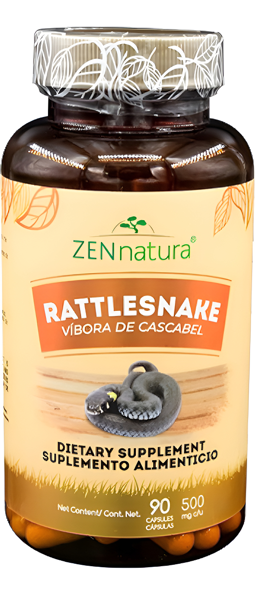Vibora De Cascabel 90 Cápsulas 500 Mg Ea, Serpiente De Cascabel Polvo