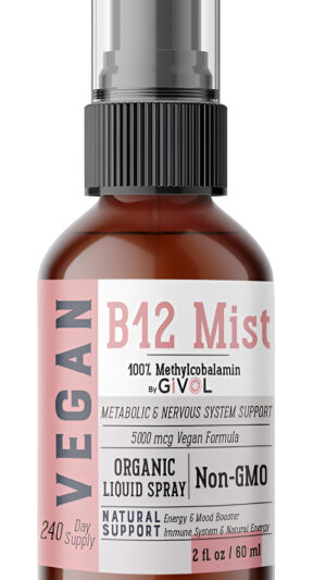 Givol Suplemento Orgánico Vegano De Vitamina B12 Líquido Para Absorción Rápida 5,000 Mcg De Metilcobalamina