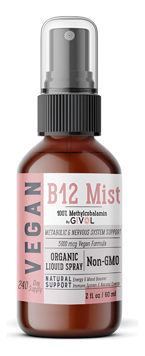 Givol Suplemento Orgánico Vegano De Vitamina B12 Líquido Para Absorción Rápida 5,000 Mcg De Metilcobalamina